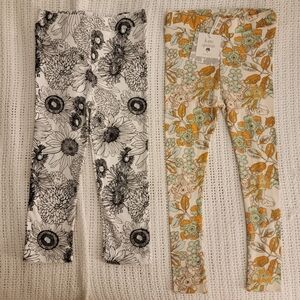 Kate Quinn Girls Leggings Bundle - NWOT Black & White; NWT Farmer Floral Ditsy